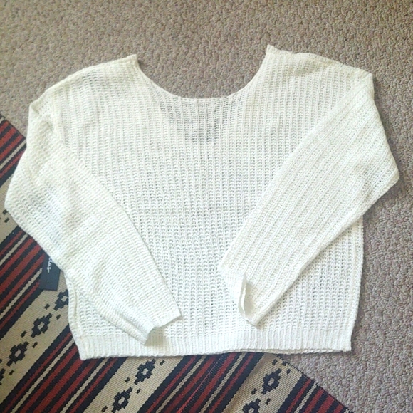 Lulu's White Born To Fly Knit Sweater Size XL - Picture 4 of 9